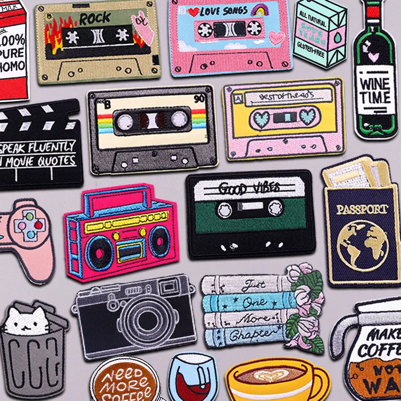 

Red Wine Patches On Clothes Cartoon Tape Embroidered Patches For Clothing Wine Time Patch Iron On Patch On Jacket Stripes Sewing