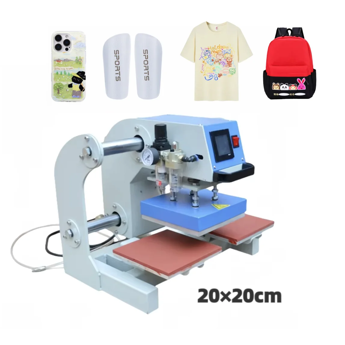 Small Pneumatic Dual-Station Heat Exchange Press Machine for Clothing and Garment Printing Label Imprinting