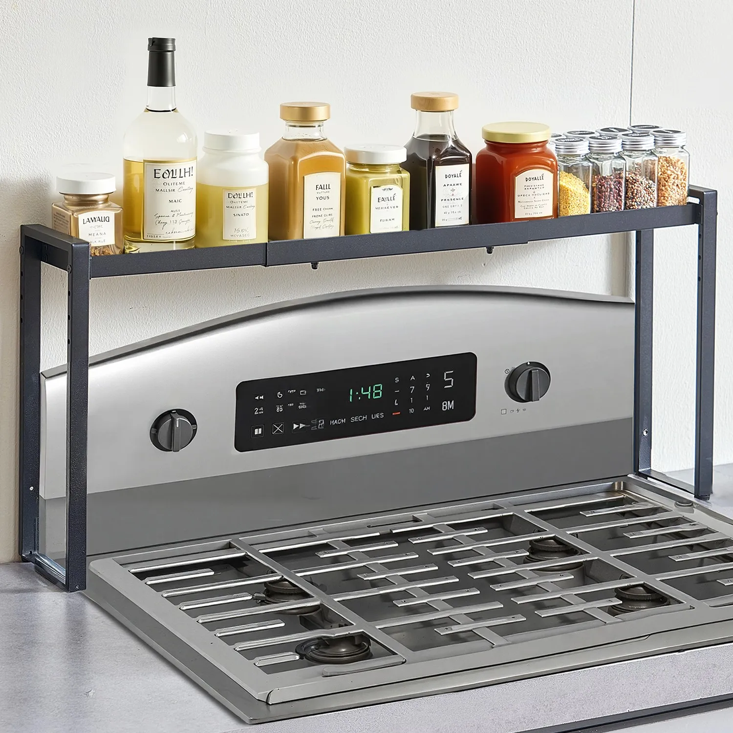 

Over the Stove Spice Shelf Spice Rack Kitchen Organizer 32.7x14.4 in Steel