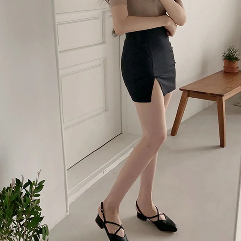 Women's Fashion Solid High Waist Sexy Slim Split Skirt Summer Spring Fashion Skirts for Women Girls 18-35 Y MIni Skirts for Lady