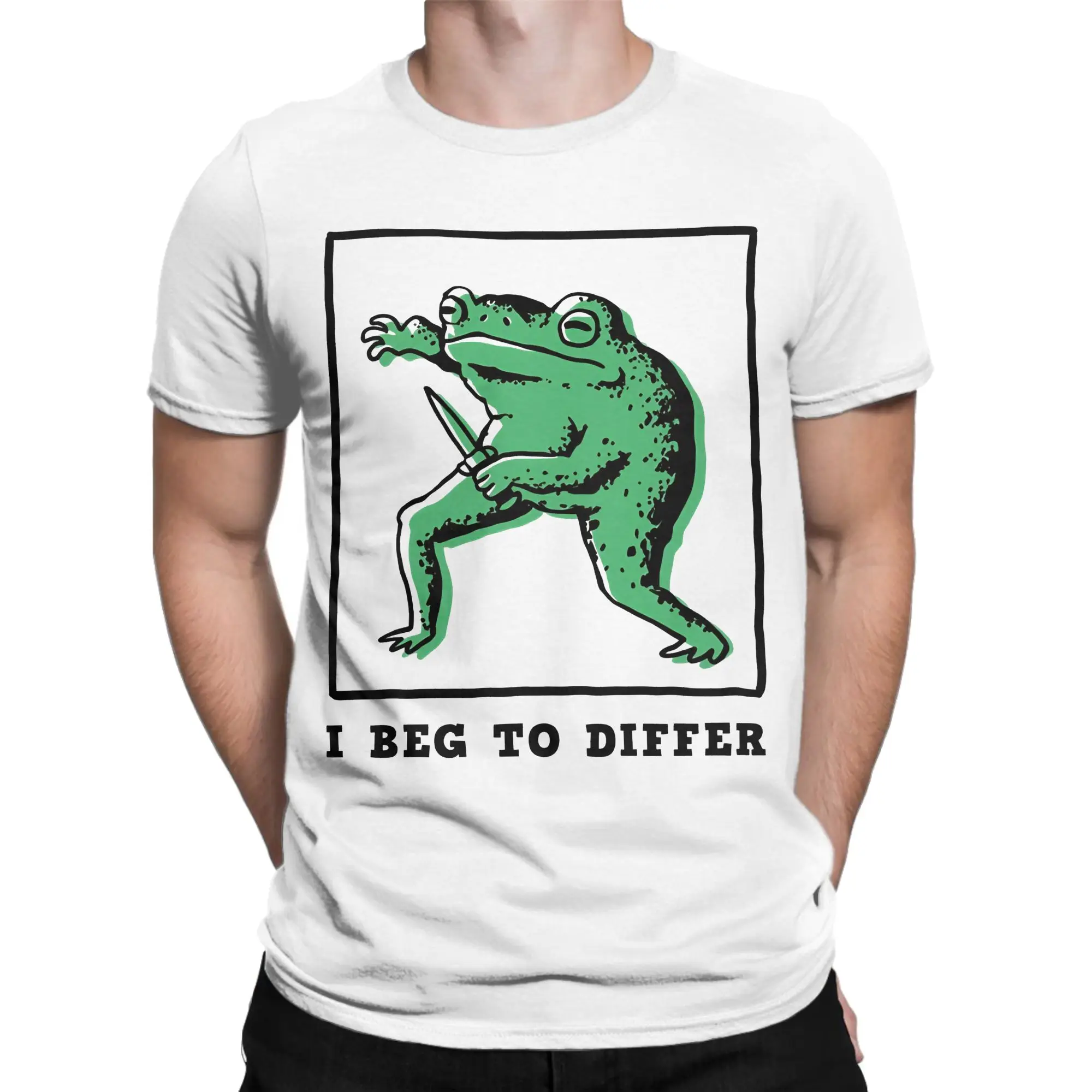 I beg to differ  T-Shirts Men Women Frog Self Care Novelty Cotton Tee Shirt Crew Neck Short Sleeve T Shirt Unique Clothes