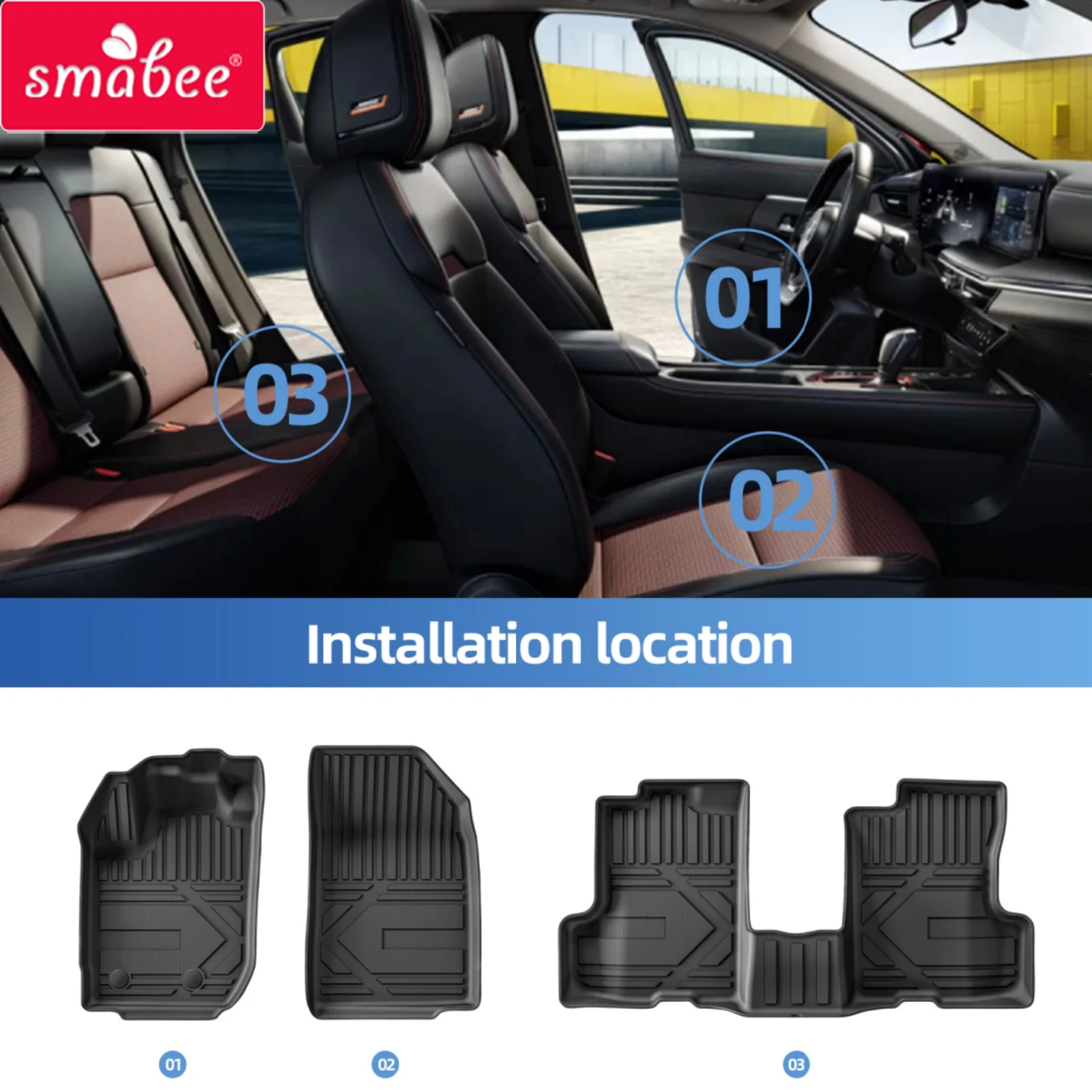 Smabee Linkslenker für Dacia Duster Renault Duster 2018-2024 Benzinversion TPE 3D Auto-Fußmatten Kofferraummatte Zubehör Schwarz