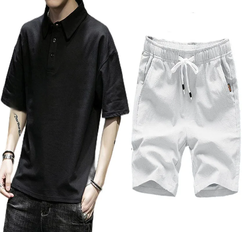 

2024 New Summer Men's Shorts Set Short Sleeve Sports and Fitness POLO Shirt Street T-shirt Two Piece Casual Sportswear clothes