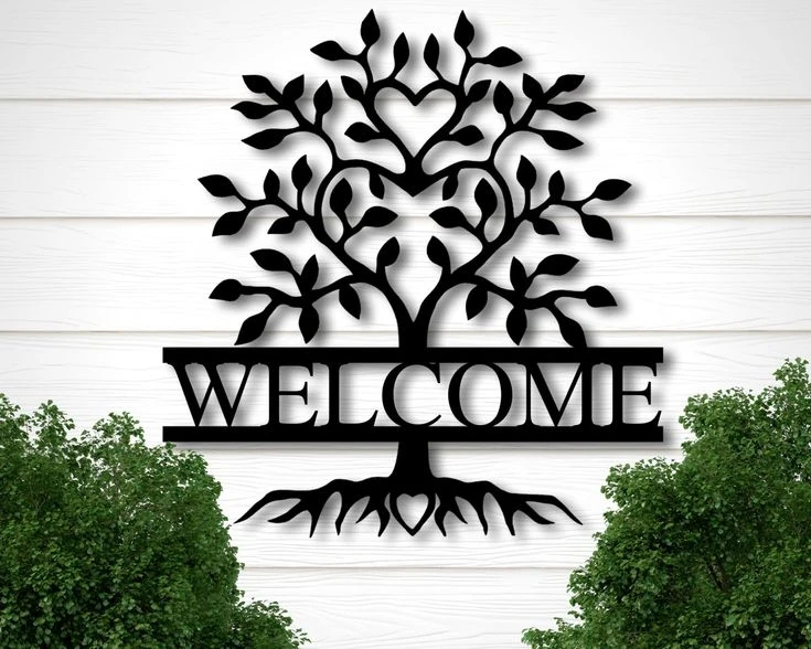 

1pc romantic love tree Personalized Text Iron Wall Signs Metal Wall Plaque For Home Decor Living Room Bedroom