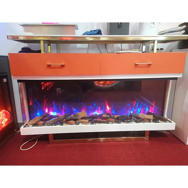 

1500W Slimline Steel Electric Fireplace LCD Smart Remote Flame Heated Function for Personal Home Hotel Decor for Household Use