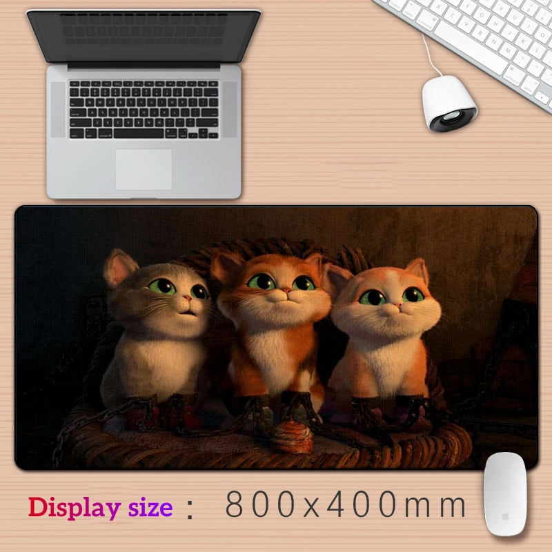 Puss In Boots Art HD Printing XXL Mouse Pad Gamer Accessory Hot Large Desk Pads Computer Lock Edge Keyboard Non-slip Mat