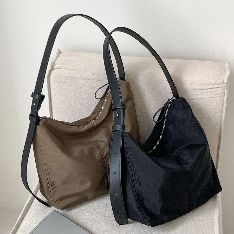 

Легкая сумка через плечо в корейском стиле для женщин, сумка подмышки, сращенные сумки, нейлоновая сумка через плечо большой вместимости