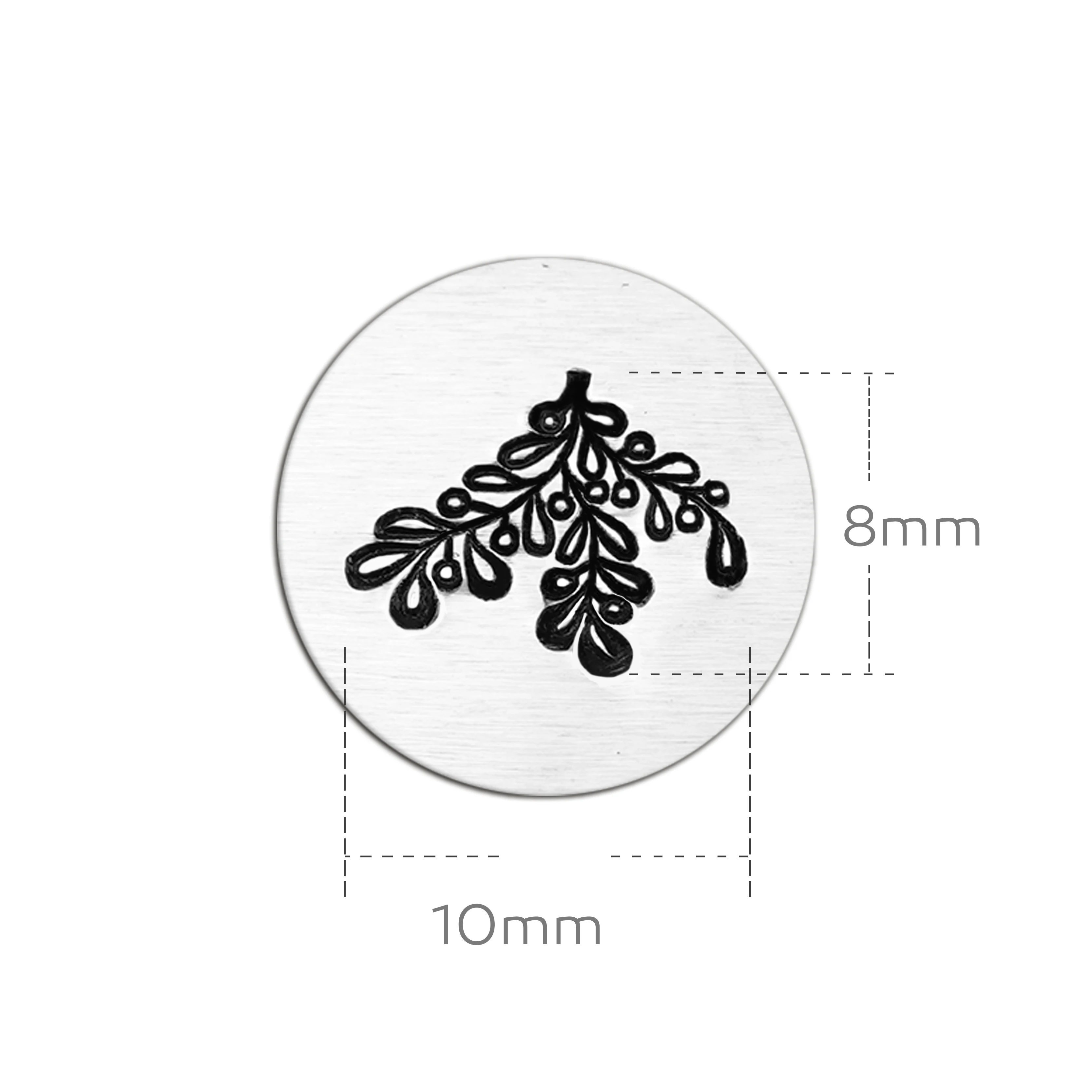 Metal Stamping Jewelry Making Supplies Berry Branch / Mistletoe Metal Design Stamp for Metal, Jewelry  (10mm)