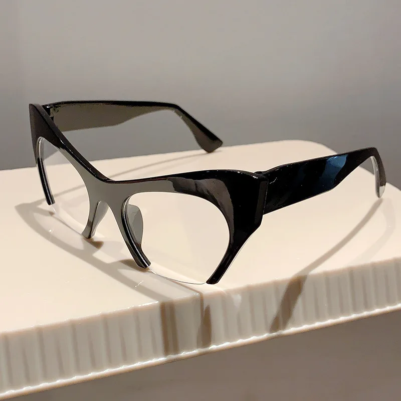 Retro Damen Halbrahmen Cat Eye Brillengestelle Mode Optischer Rahmen – Detail 11