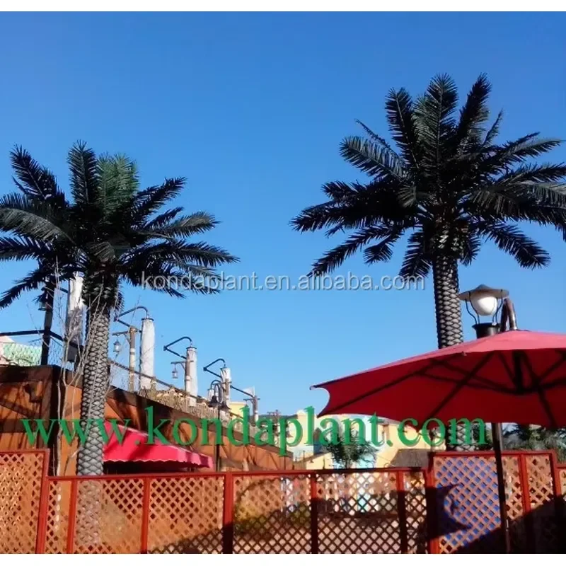 Large Outdoor Artificial Date Palm Tree for Decor Fake Palm Tree Handmade Metal Trunk and Realistic Bark