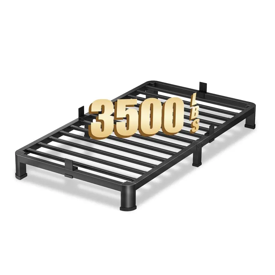 

Металлическая платформа для кровати размера Twin (137x284 см) с усиленной конструкцией, грузоподъемностью 1587 кг, круглыми ножками и защитой от скрика, быстрая сборка, без пружинного блока