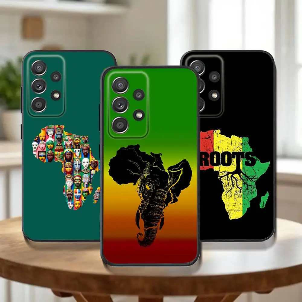 

Africa Map Pattern Art Phone Case For Samsung Galaxy A73,72,51,53,52,71,22,5G,Note,J7,8,9 Soft Black Cover