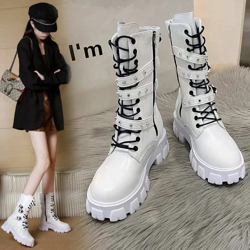 

Autumn Womens Ankle Boots New 2025 Retro British Platform Short Boots High-quality Fashion Retro Buckle Leather
