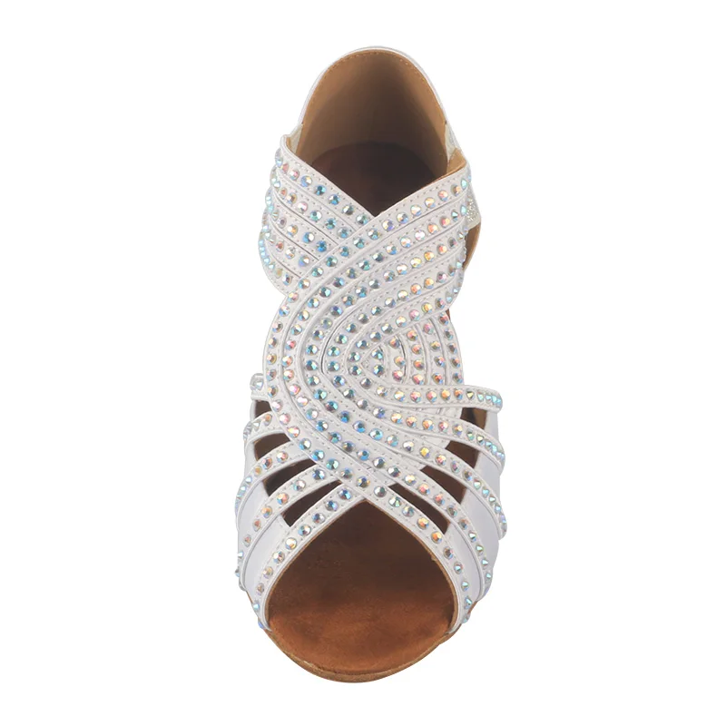 Wedopus blanc chaussures de danse latine femmes strass salle de bal Salsa chaussures de danse semelles souples fête/mariage chaussures talons bas