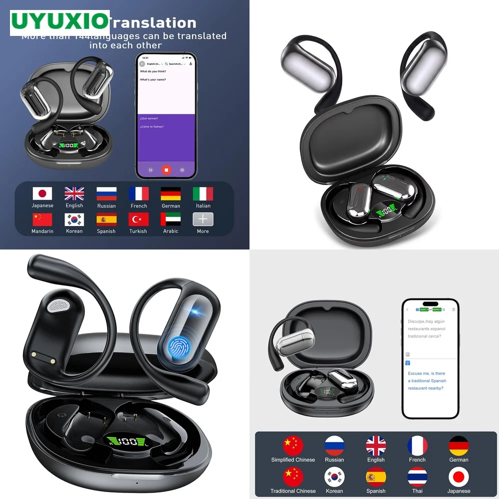 Translator Headphones Open-Ear BT 5.4 No Subscription Real-Time Translation 144 Languages 4 Modes Wireless Earphone OWS Pro