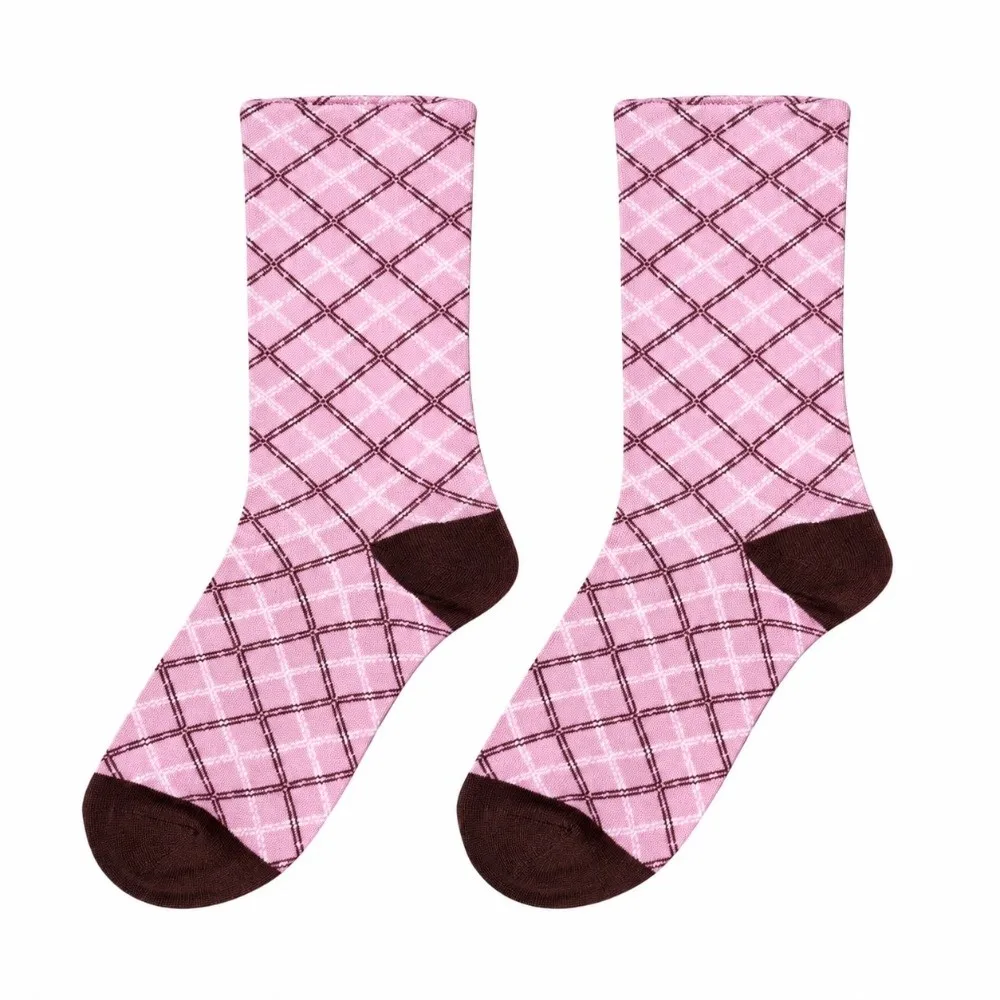 Odor-Resistan Bow Printed Mid-Calf Socks Autumn Winter Plaid Design Stripe Long Socks Stacked Style Japanese Style