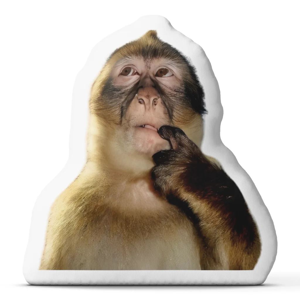 Funny Monkey Thinking Meme Plush Pillow Cushion Irregular Stuffed Throw Pillow Home Decor Gift Sofa Bed Couch