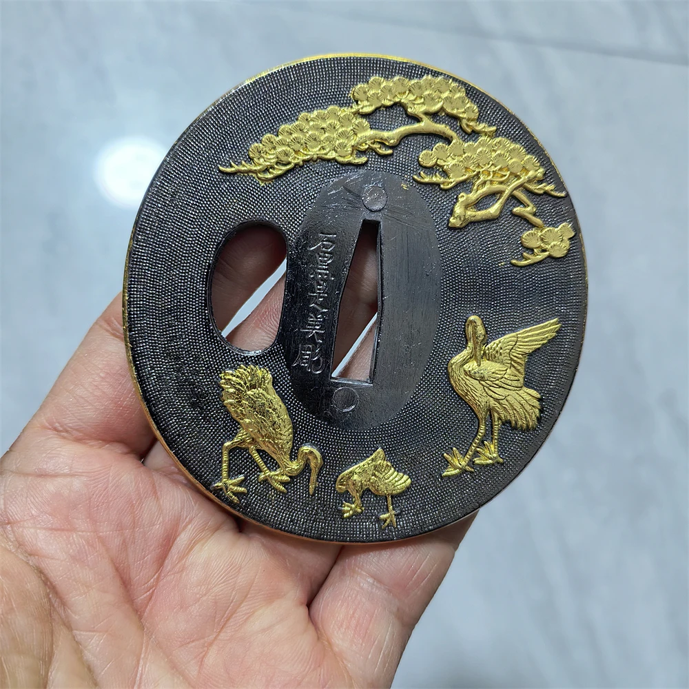 Alloy Pine Crane Tsuba For Japanese Sword Katana Wakizashi Tanto Fittings