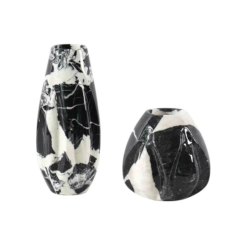 

Natural marble vase ornament hotel model room art dried flower arrangement coffee table desktop decoration