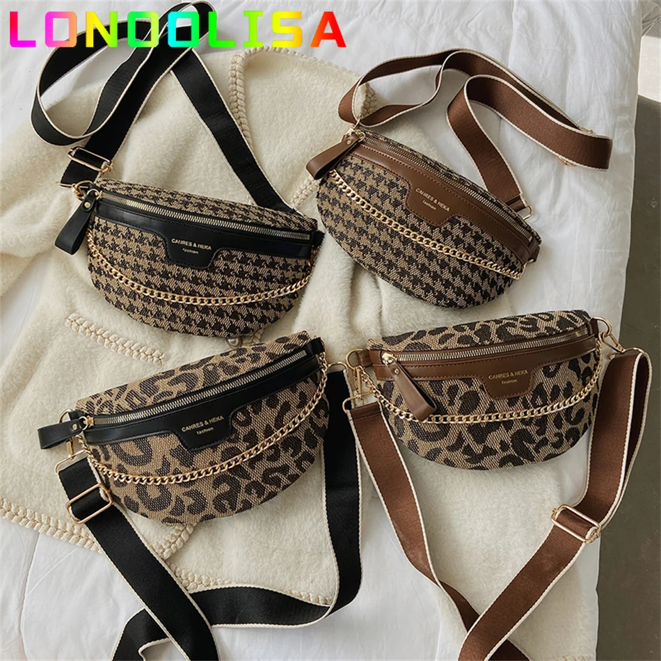 Women\'s Chain Fanny Pack Vintage Waist Packs Designer Shoulder Crossbody Chest Bag Female Handbags and Purses Ladies Belt Wallet