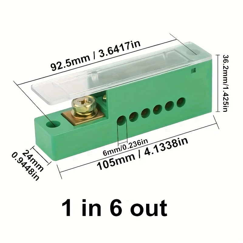 1pc Connection Box 1-in 6/9/13/16-out Green Terminal Block Row Junction Box image 2