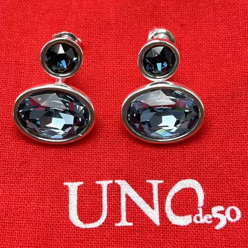 

2023 UNOde50 Hot Spanish high quality beautiful blue gemstone women's earrings romantic jewelry gift bag