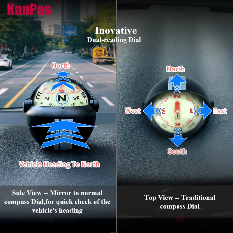 New!!KANPAS Vehicle Compass Ball with  Luminous /Upgraded capsule/compass for car / Dashboard compass ball / Compass boat/V-41-L