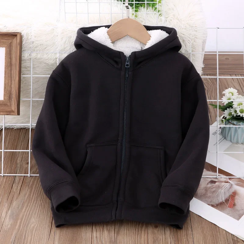 Winter Fleece Hoodies for Boys Sweatshirt Casual Thicken Warm Kids Zipper Coat Tops 8 9 10 12 Years Girls Clothes Cotumes