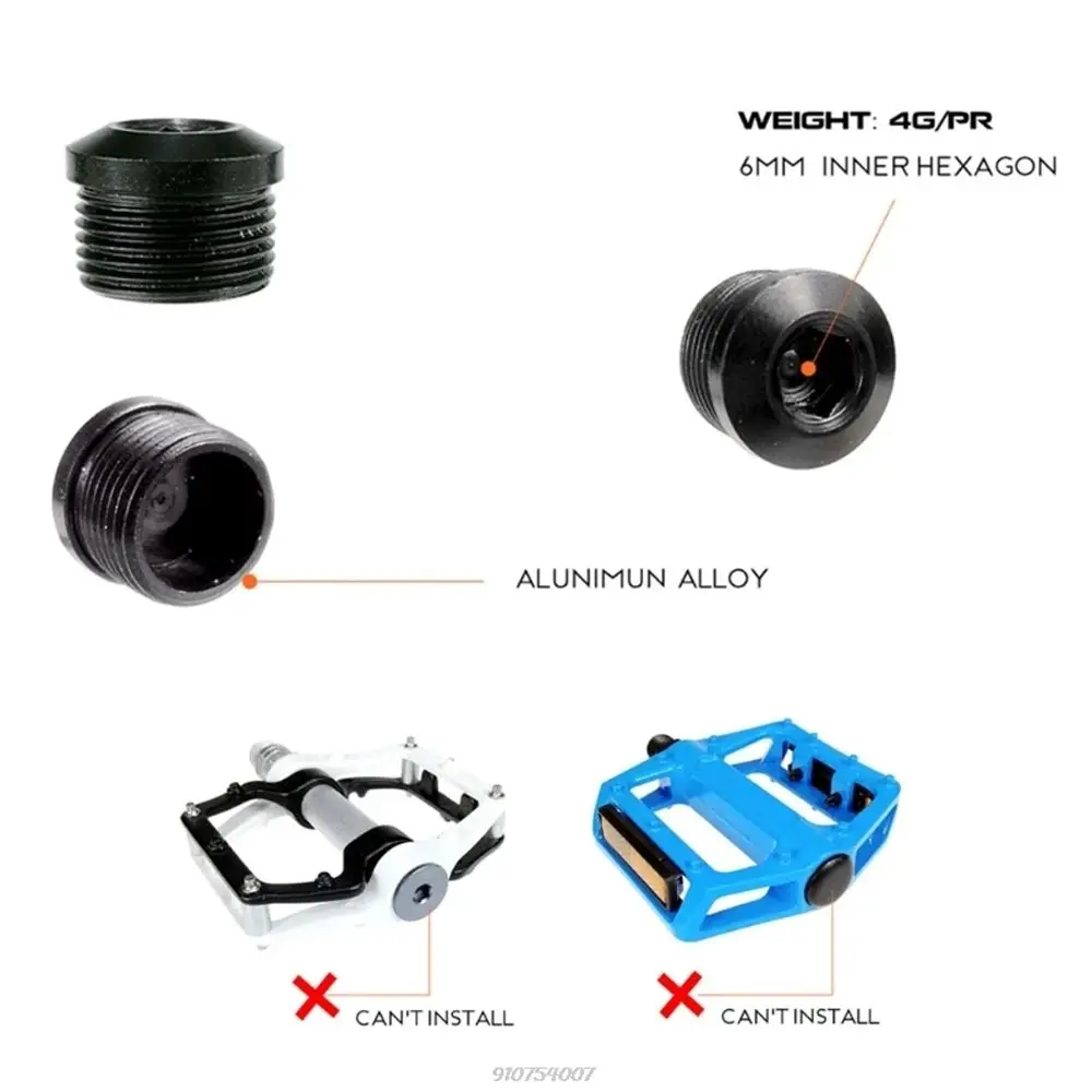 Cycling Rust-proof CNC Process Aluminum Alloy Bearing Pedal Cover Bicycle Pedal Cover Bicycle Pedal Cap Bike Pedal Repair Parts