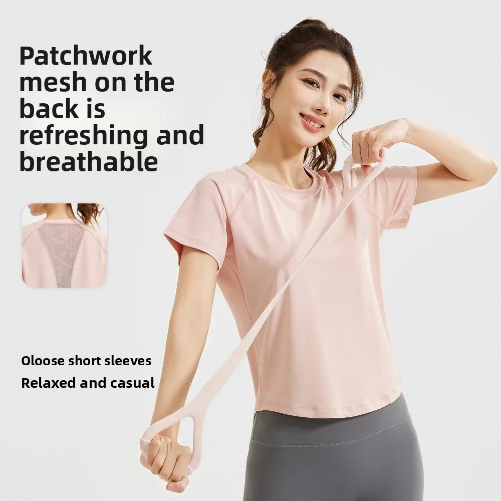 

Новая негабаритная сетчатая футболка для йоги для женщин | Дышащий топ для тренировок и бега с короткими рукавами на лето