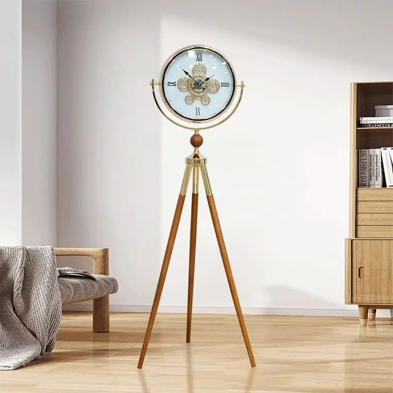 Nordic Retro Floor Clocks Luxury Large Living Room Silent Clock Creative 3-legged Clock Creative Home Decoration Ornaments Gifts