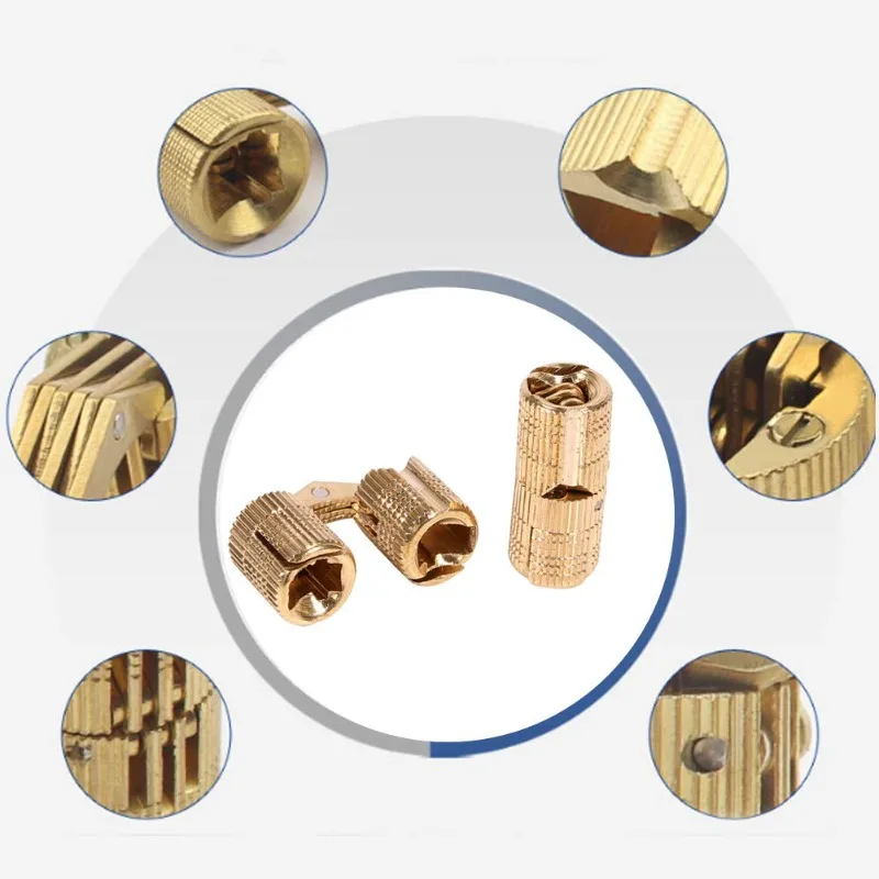 1 ชิ้นบานพับทองเหลือง 8-16 มิลลิเมตรบานพับเฟอร์นิเจอร์ตู้บานพับประตูที่มองไม่เห็นทรงกระบอกสำหรับฮาร์ดแวร์ทองเงิน 2025 ใหม่