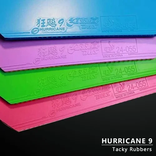Imagen 2 del producto DHS Hurricane 9 goma de tenis de mesa colorida Original con esponja dura elástica pegajosa goma de Ping Pong Control de giro de velocidad de potencia
