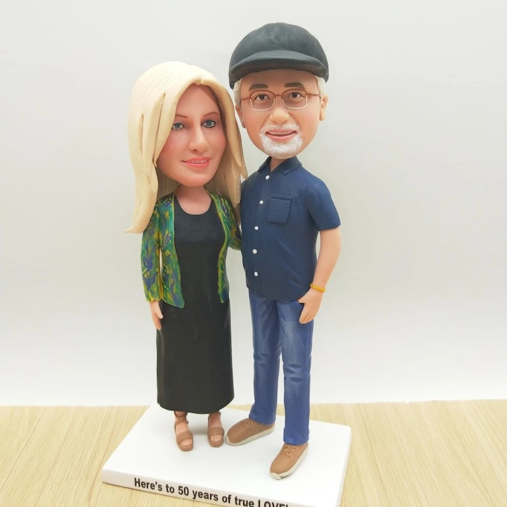 

Personalized Bobblehead Figure Clay Figurine Gift for Him Her Couple Wedding Anniversary Handmade Custom Figure Art Romantic
