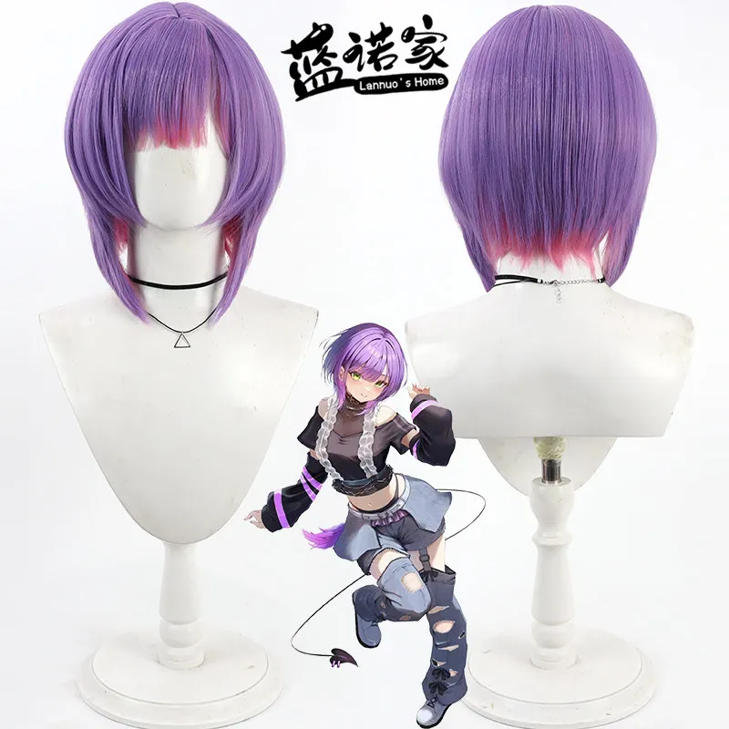 

Virtual YouTube Vtuber Tokoyami Towa Cosplay Wig Halloween Carnival Party Props Synthetic Hair Heat Resistant Fiber + Wig Cap