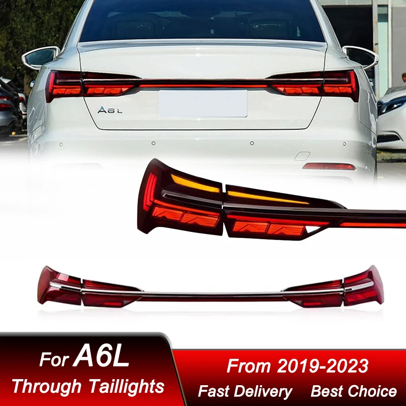 Car Through Tail Lights For Audi A6L A6 2019-2023 C8 new style full LED Tail Lamp Dynamic Turn Signal Light Tail Lamp Assembly