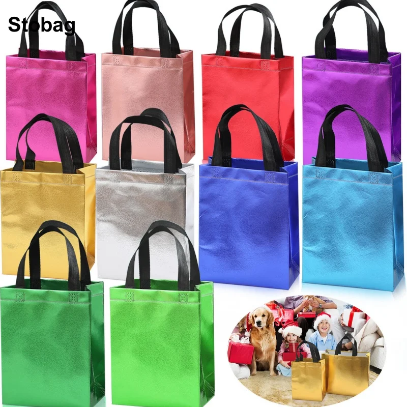 

StoBag 25pcs Wholesale Non-woven Bags Tote Gift Packaging Storage Shopping Portable Fabric Reusable Pouch Custom Logo(Extra Fee)