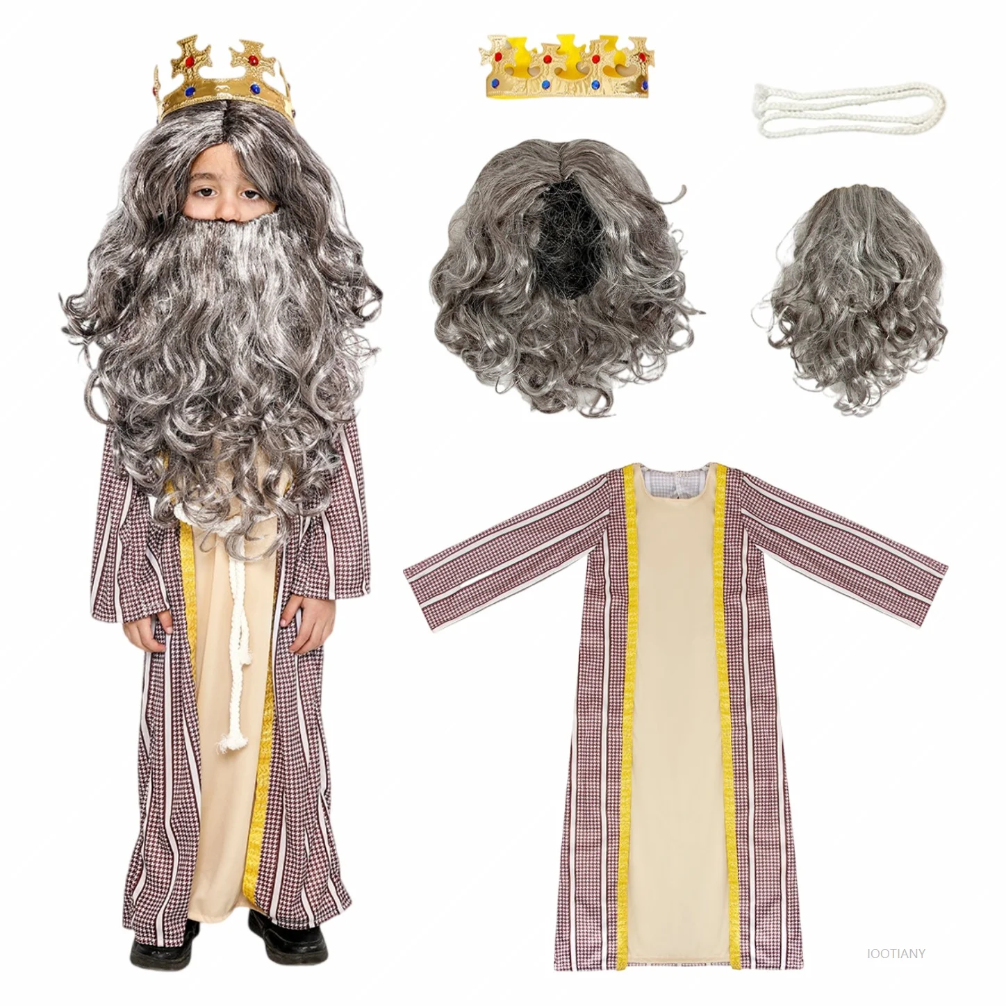 

Medieval Children's Robe Set Boy's White-faced King Cosplay Costume Kindergarten Festival Party Stage Performance Attire 2026