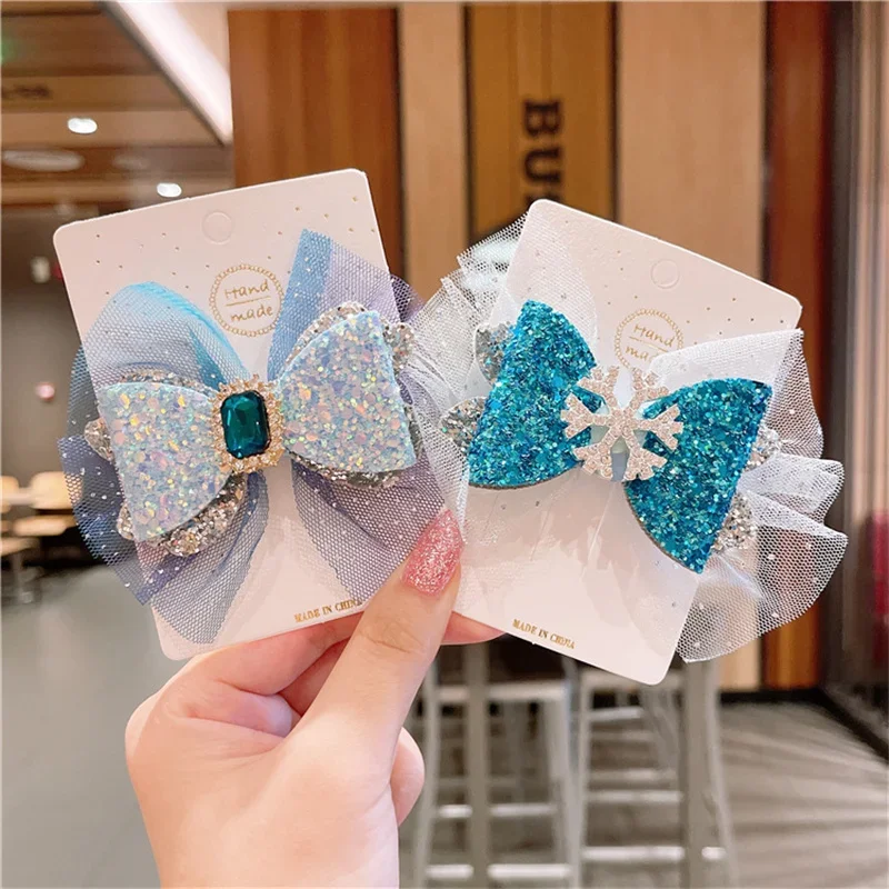 Charmsmic Frozen Wonderland Hair Clips For Young Girls Tulle Net Lovely Princess Hairgrips Hairpins Hair Accessories