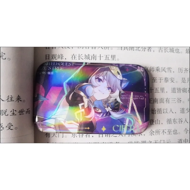 2 قطعة/المجموعة أنيمي لعبة هونكاي: ستار السكك الحديدية تأثيري ظهره شارات مستطيلة تشفير Cifera دبابيس جمع دبوس الصدر للحقائب الملابس