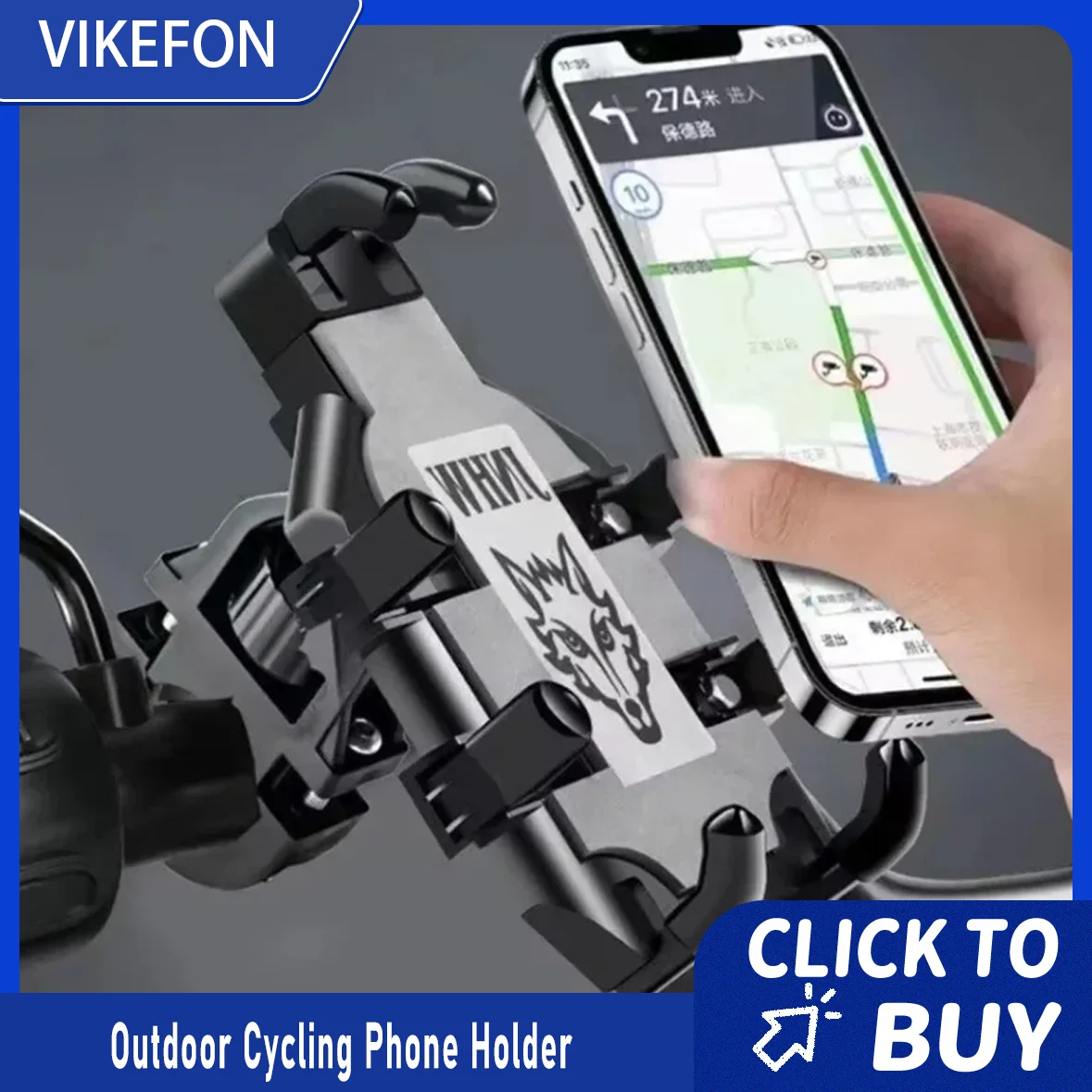 Universal Motorcycle/Bicycle Phone Mount, 360° Rotatable Anti Vibration Holder One Hand Take for Bike Scooter Ebike Navigation