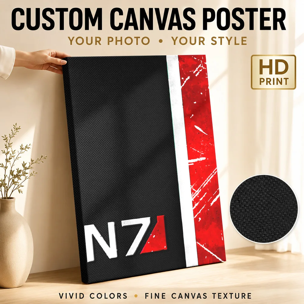 Mass Effect N7 Canvas Painting Posters Cyberpunk Style Canvas Wall Art With Personalized Photo For Game Room Ideal Tech Fan Gift