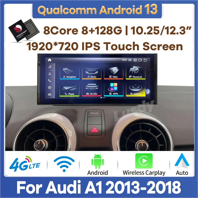 

12.3" 8G+256G Qualcomm Android 13 Car Radio Multimedia Player GPS Navigation for Audi A1 2012-2018 Stereo Video CarPlay Screen