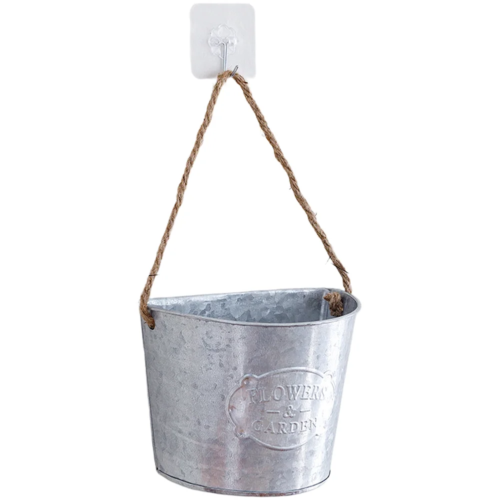 Iron Wall Hanging Flower Container with For SEMI Circle Hanging Basket Compatibility Rustic for Home Garden Wall Use