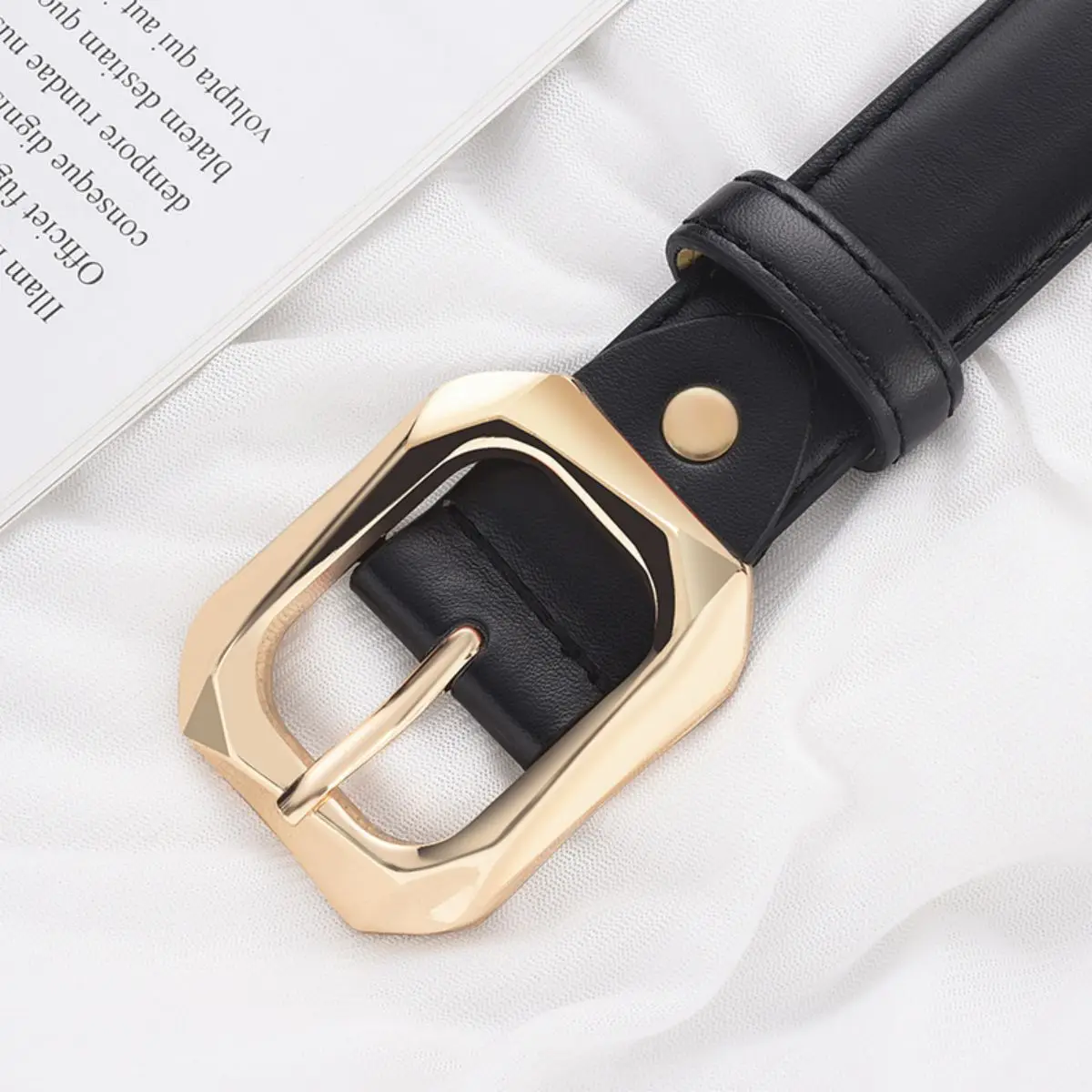 Neuer Damengürtel Trend Gold Nadelschnalle Gürtel PU-Ledergürtel Authentischer passender Jeans Günstiger Gürtel – Detail 14