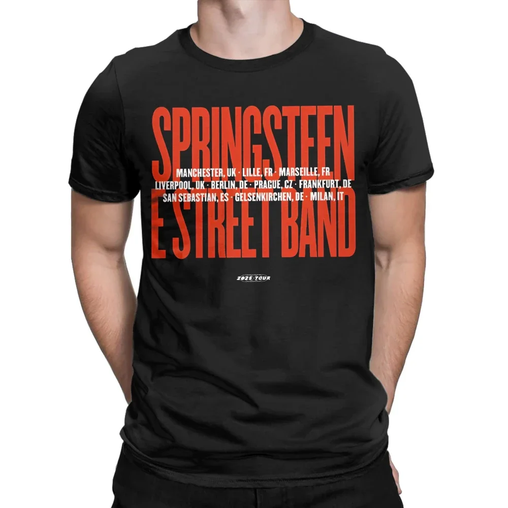 Bruce Springsteen Tour 2025 Men's T Shirts Crazy Tee Shirt Short Sleeve Crew Neck Women T-Shirts Cotton Graphic Printed Tops