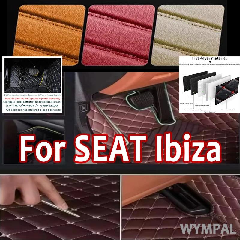 

Роскошный автомобильный коврик для SEAT Ibiza 2019 2020 2021, автомобильный коврик, полный комплект, кожаные водонепроницаемые аксессуары на заказ, детали