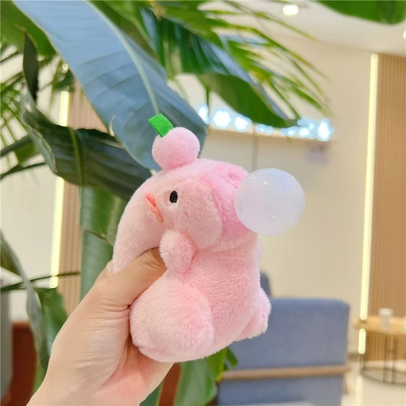 Cute Capybara Plush Keychain Squeeze Blow Bubbles Bag Pendant Soft Stuff Relieve Stress Toys Accessories For Kid\'s BIrthday Gift