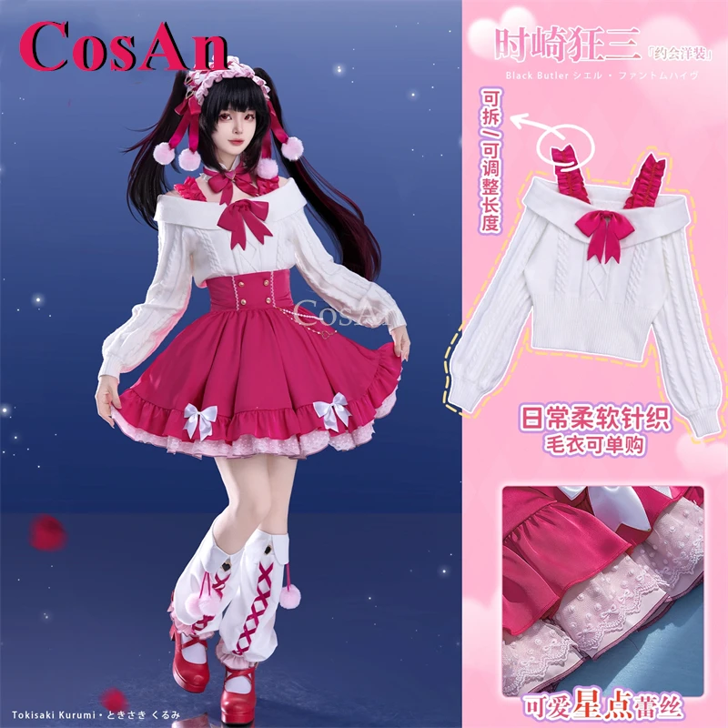 

CosAn Anime Date A Live Tokisaki Kurumi Cosplay Costumes Valentine's Day 2026 Sweet Elegant Outfit Party Role Play Clothing S-XL