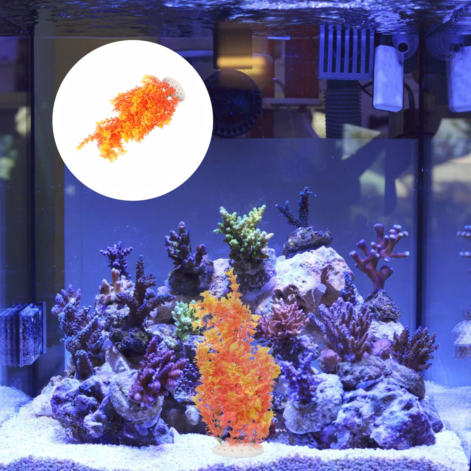 

1Pcs Aquarium Simulated Aquatic Plant Artificial Water Grass Stable Ceramic Bottom Fish Tank Decor Vivid Plastic Water Plant